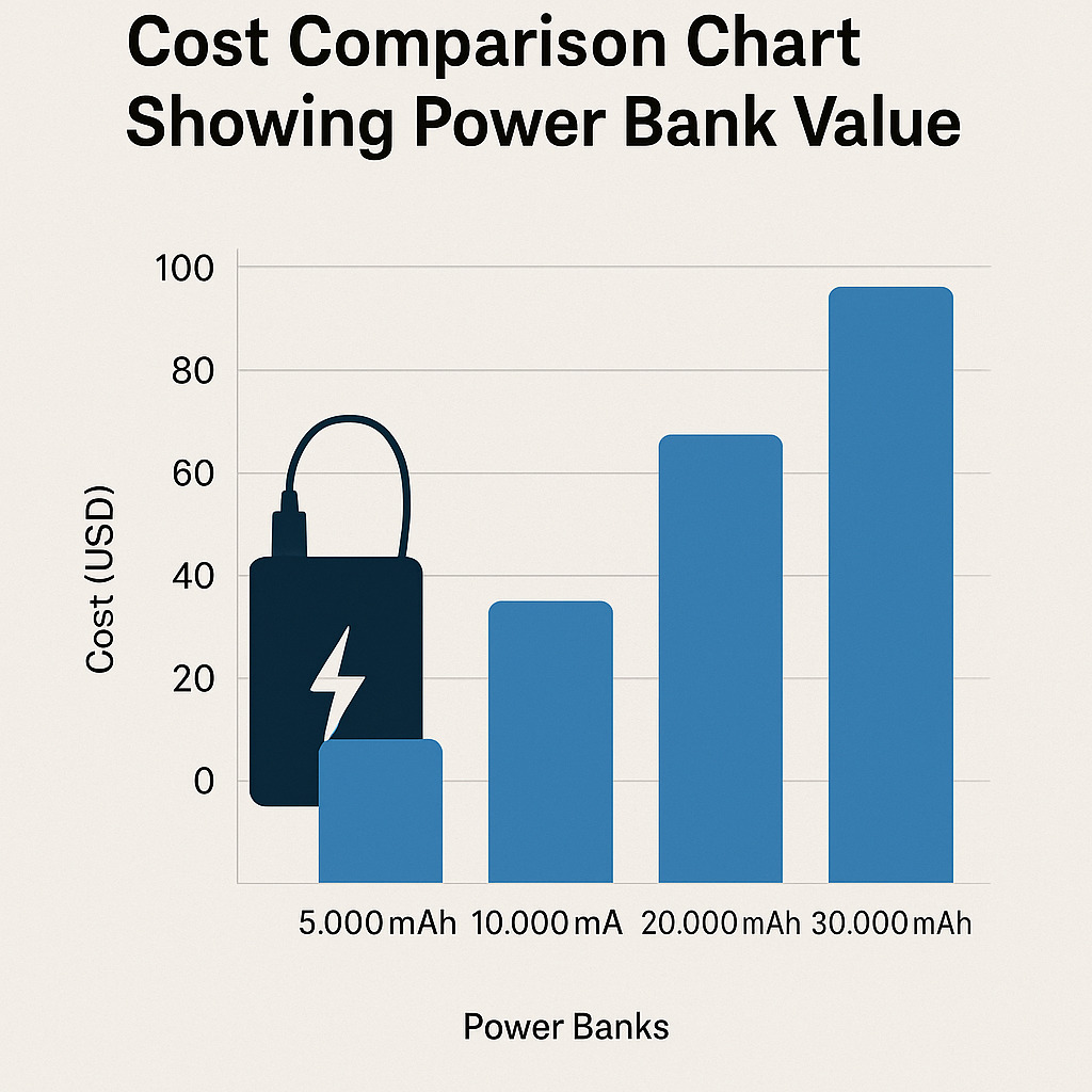 Cost comparison chart showing power bank value,